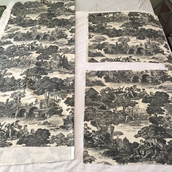 WAVERLY La belle campagne Authentic Screen Print Fabric Remnants 3 Pieces NOS